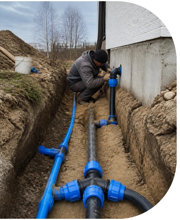 Монтаж наружного водопровода на участке под ключ в Михайловке